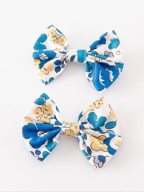 Blue & Yellow Floral Bow Set for Kids